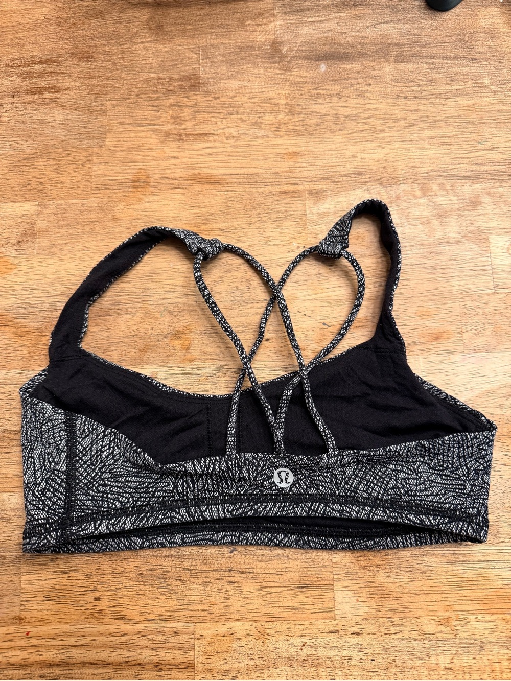 lululemon athletica Black and White Patterned Strappy Sports Bra